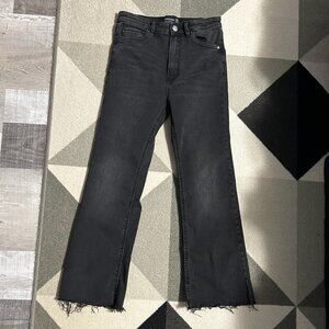Stradivarius Black Washed High Rise Bootcut Raw Hem Jeans Women's Size 8